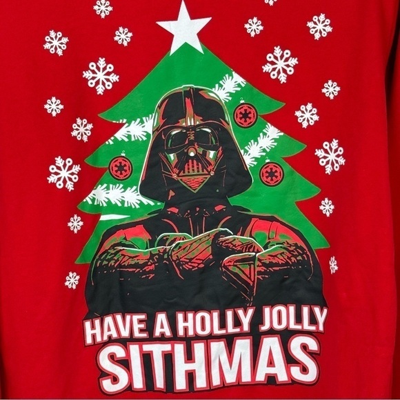 Star Wars Darth Vader Christmas Sweater Red "Have a Holly Jolly Sithmas" Medium - Picture 2 of 10